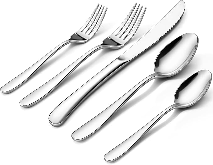 Onader 40 Piece Heavy Duty Silverware, Flatware Set for 8, Stainless Steel Cutlery Set
