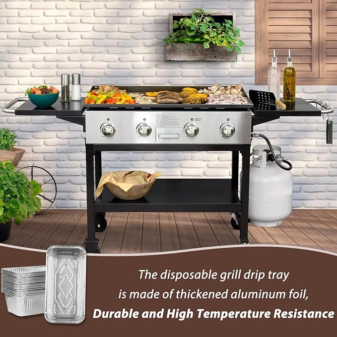 20-pack Drip Pan Liners for Members Mark 4-Burner Outdoor Flat Top Gas Griddle, Grease Tray for Member's Mark Pro-Series 5-Burner Gas Griddle & Sams Club 36 inch Griddle Disposable Aluminum Foil Pans