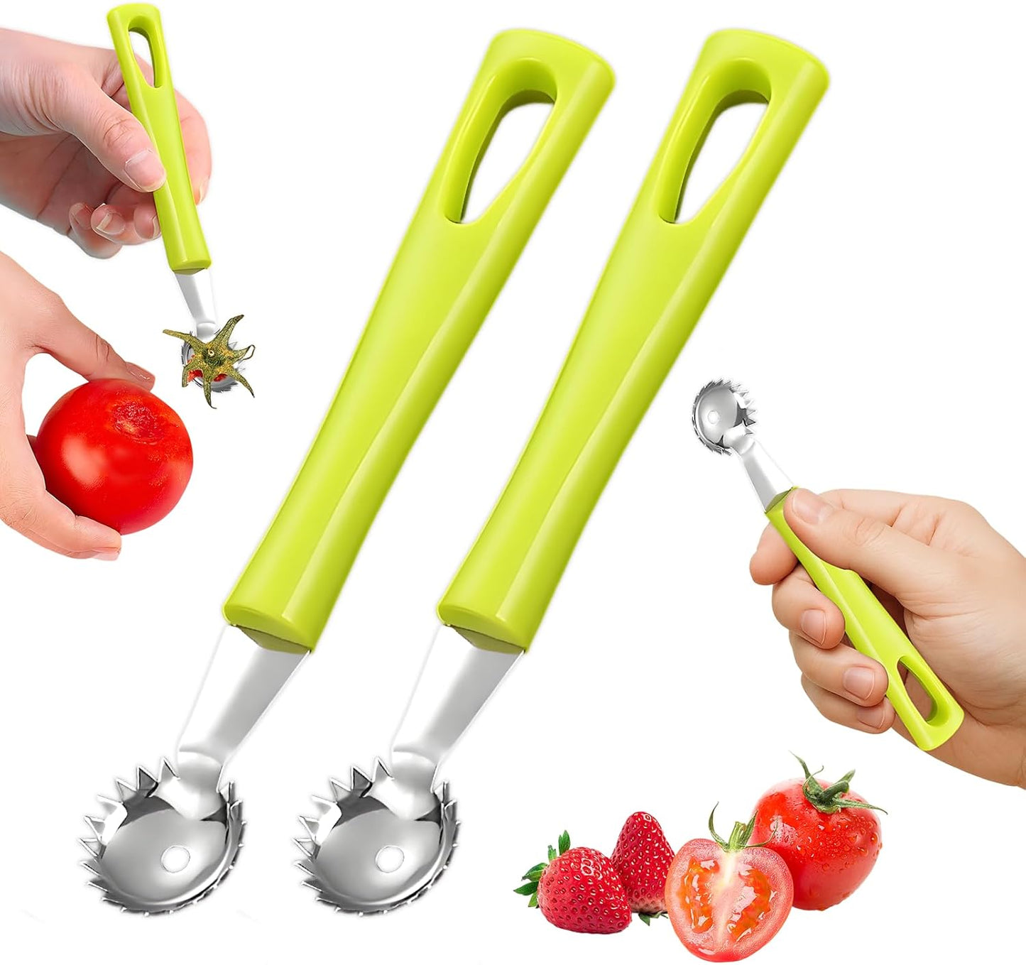 2 PCS Tomato Corer Tool,Strawberry Huller Stem Remover,Easy Fruit Stem Remover for Tomatoes, Strawberries,Vegetable and Fruit Kitchen Gadget