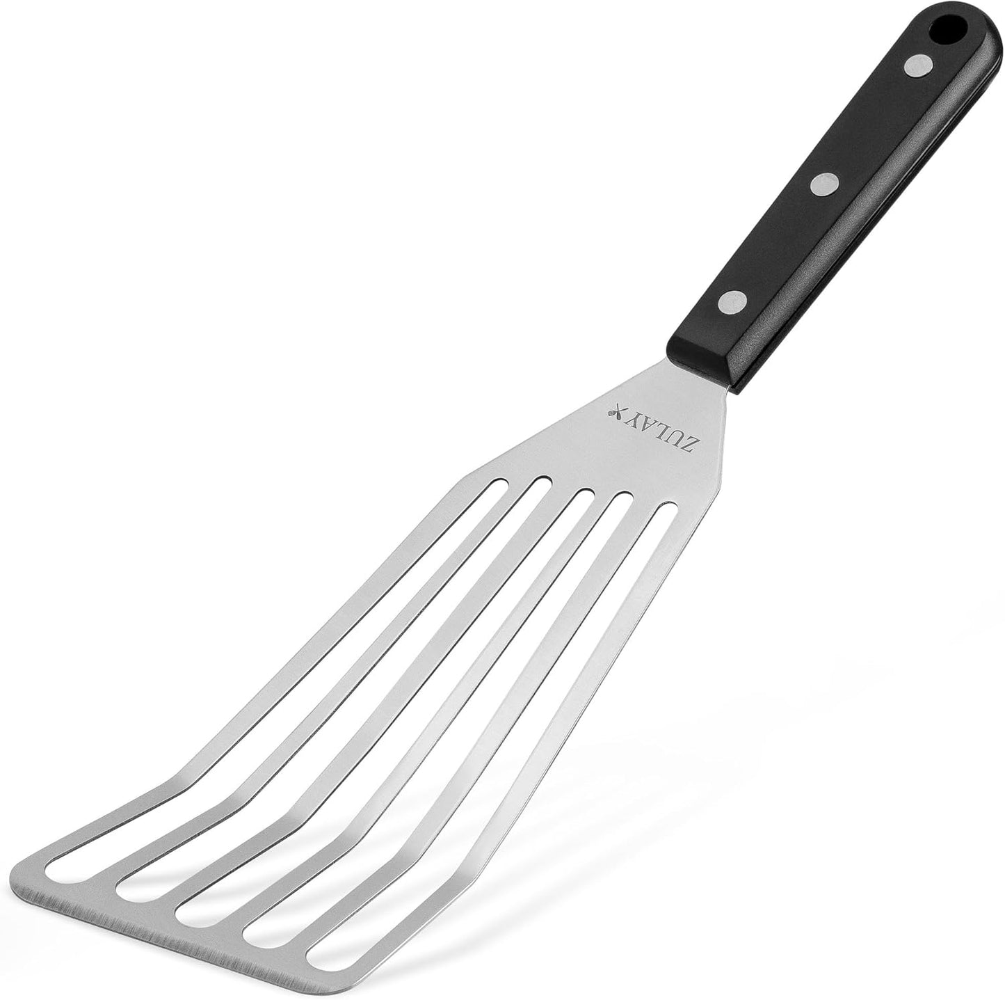 Zulay Kitchen Stainless Steel Fish Turner Spatula - 12.4” Flexible Heat-Resistant Slotted Turner for Non-Stick Cookware - Rust-Proof, Durable & Dishwasher Safe Cooking Utensil for Everyday Use