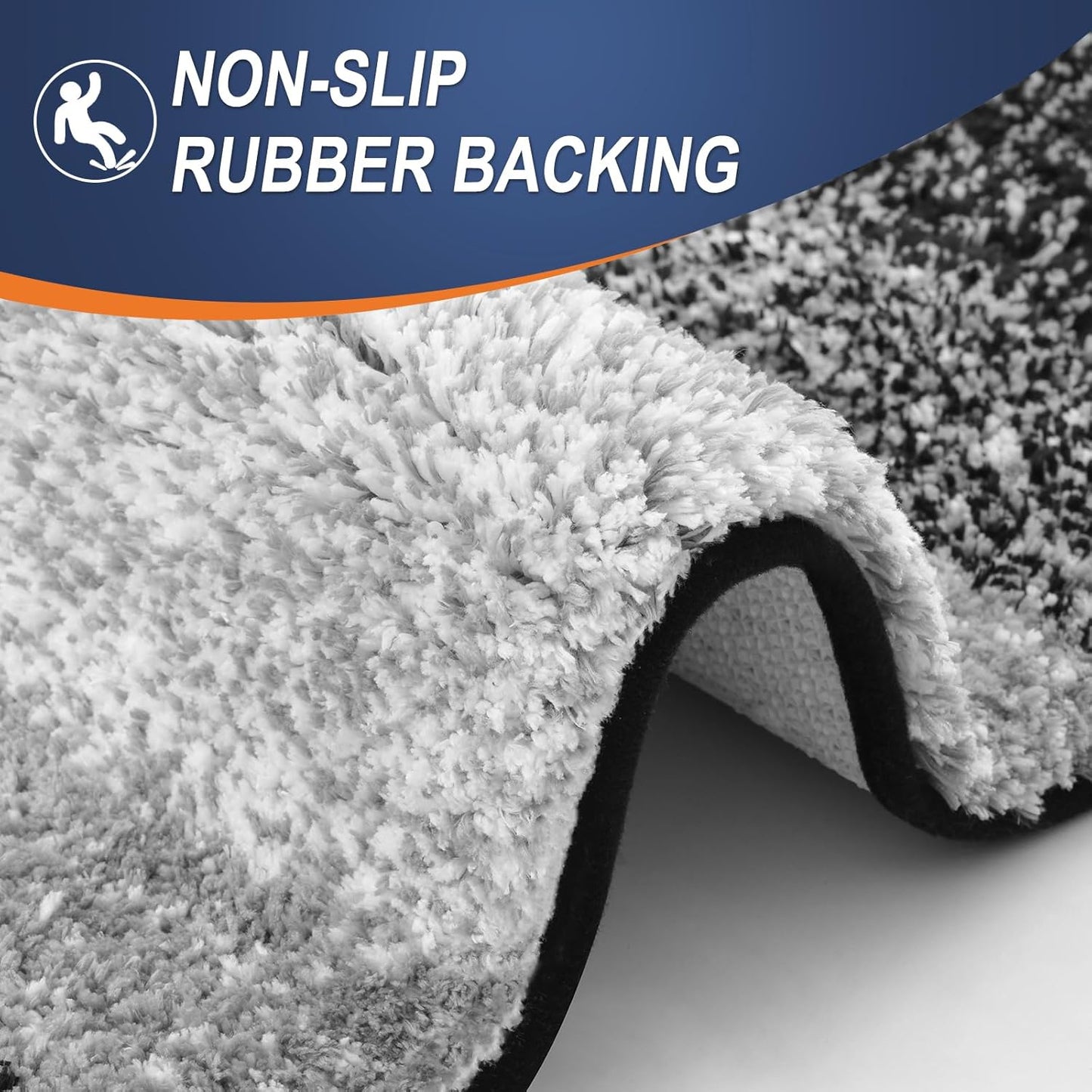 OLANLY Bathroom Rug Set 2 Piece, Soft Absorbent Microfiber Bath Mats and U-Shaped Contour Toilet Rug, Non-Slip, Machine Wash Dry, Plush Shaggy Bath Mats for Bathroom (30"x20"+24"x20", Black)