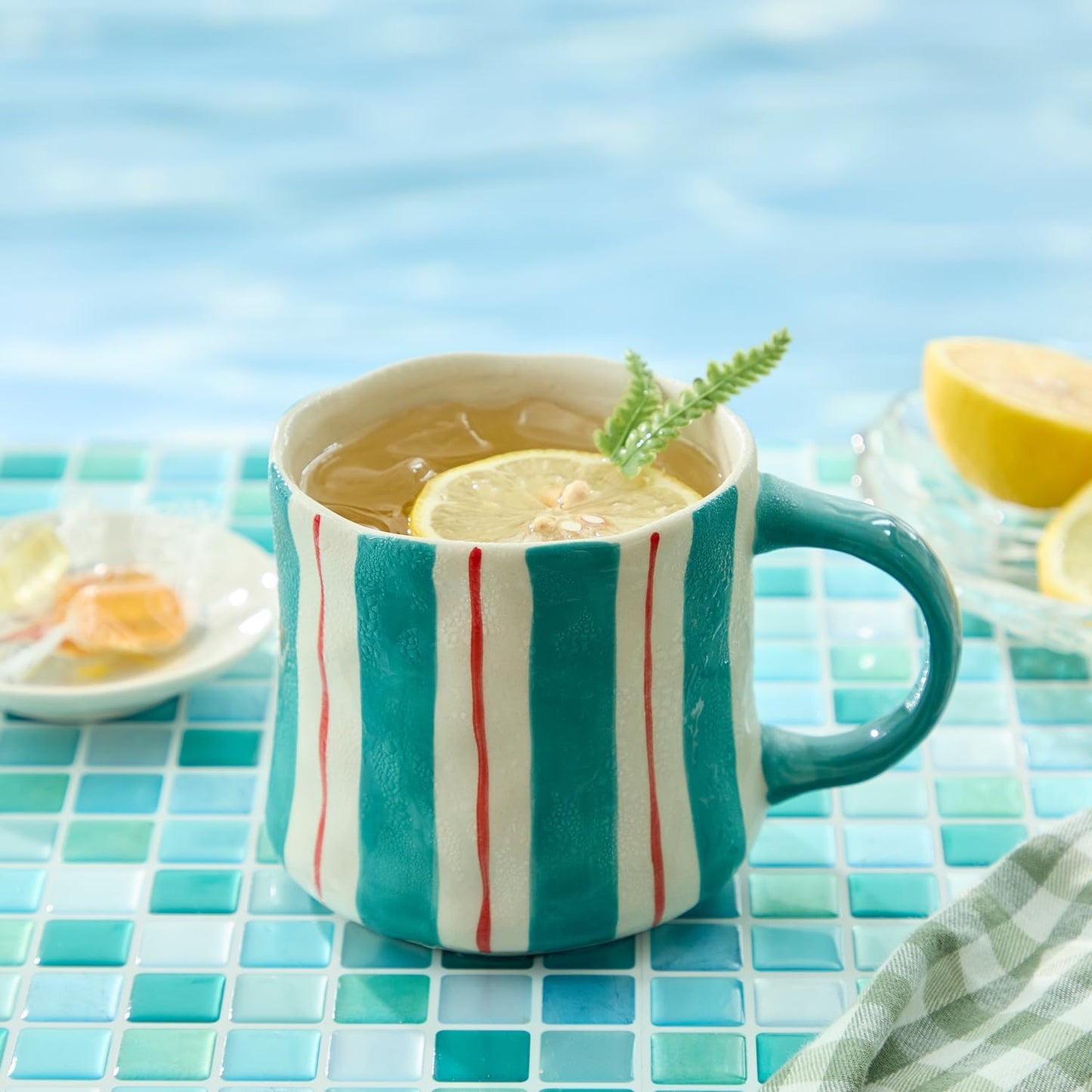 Stripe Ceramic Coffee Mugs, 12oz Vibrant Striped Red and Green Alternating Design Cute Mugs, Dishwasher & Microwave Safe Cups for Coffee, Tea, and Cocoa, Perfect for Daily Brews tea or coffee