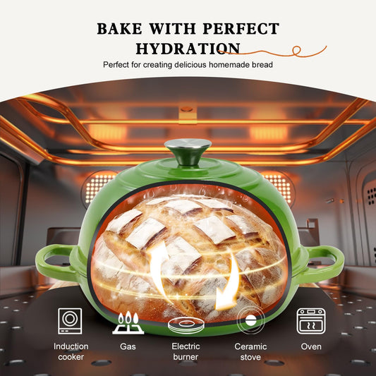 DVK Dutch Oven Pot with Lid for Sourdough Bread Baking Enameled 6 Qt Cast Iron Dutch Oven for Resistant Stovetop and Oven Safe