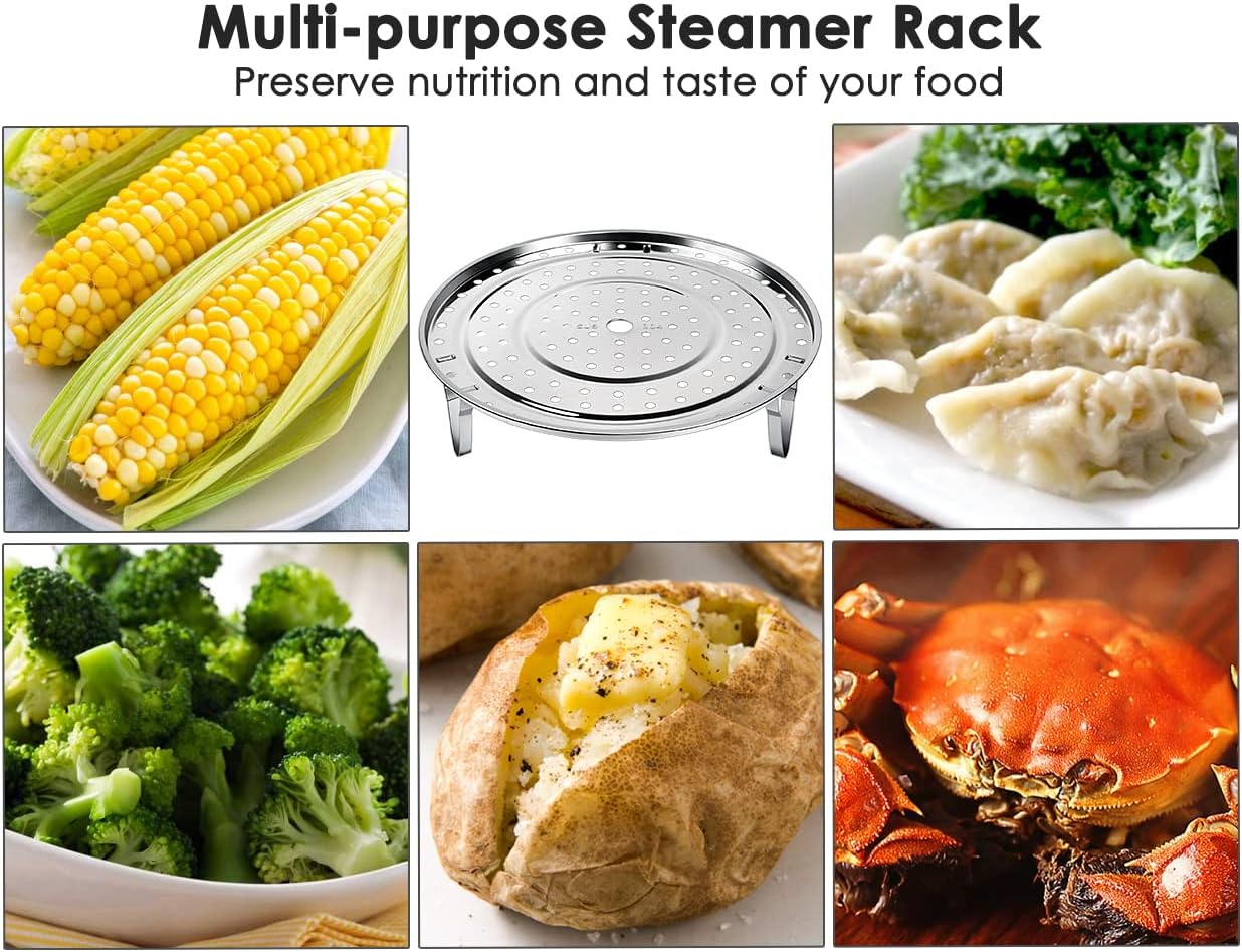 DS. DISTINCTIVE STYLE Steamer Rack 304 Stainless Steel Steaming Rack Steam Tray with Removable Legs for Steamer Cookware Instant Pressure Cooker Multi-functional Steamer Basket (Silver - 26cm)