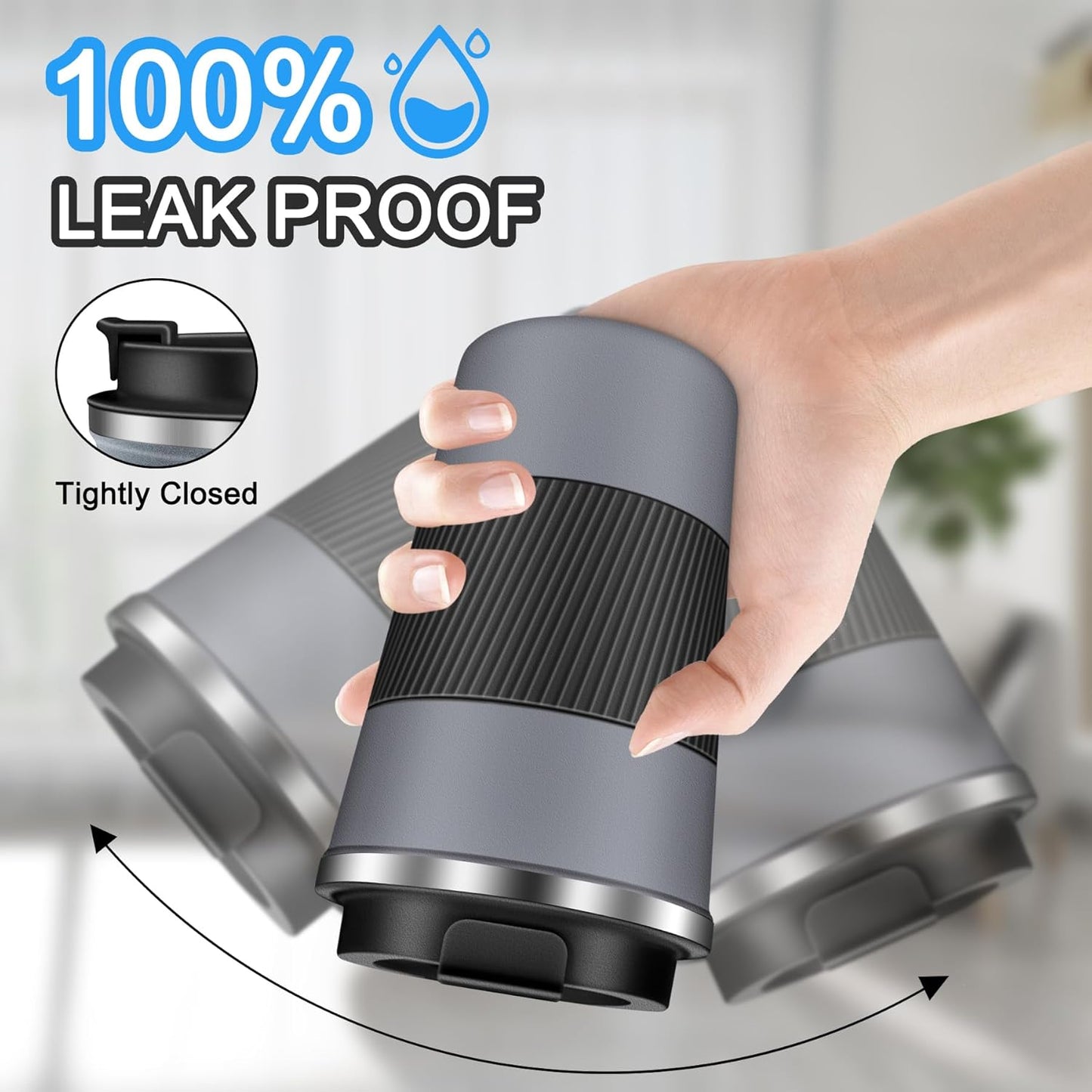 Coffee Travel Mug 12oz Insulated Coffee Mug with Lid Portable Spill-Proof Coffee Travel Mug No Handle Reusable Stainless Steel Mug Keeps Cold and Hot Suitable for Car, Daily, Travel and Gifts