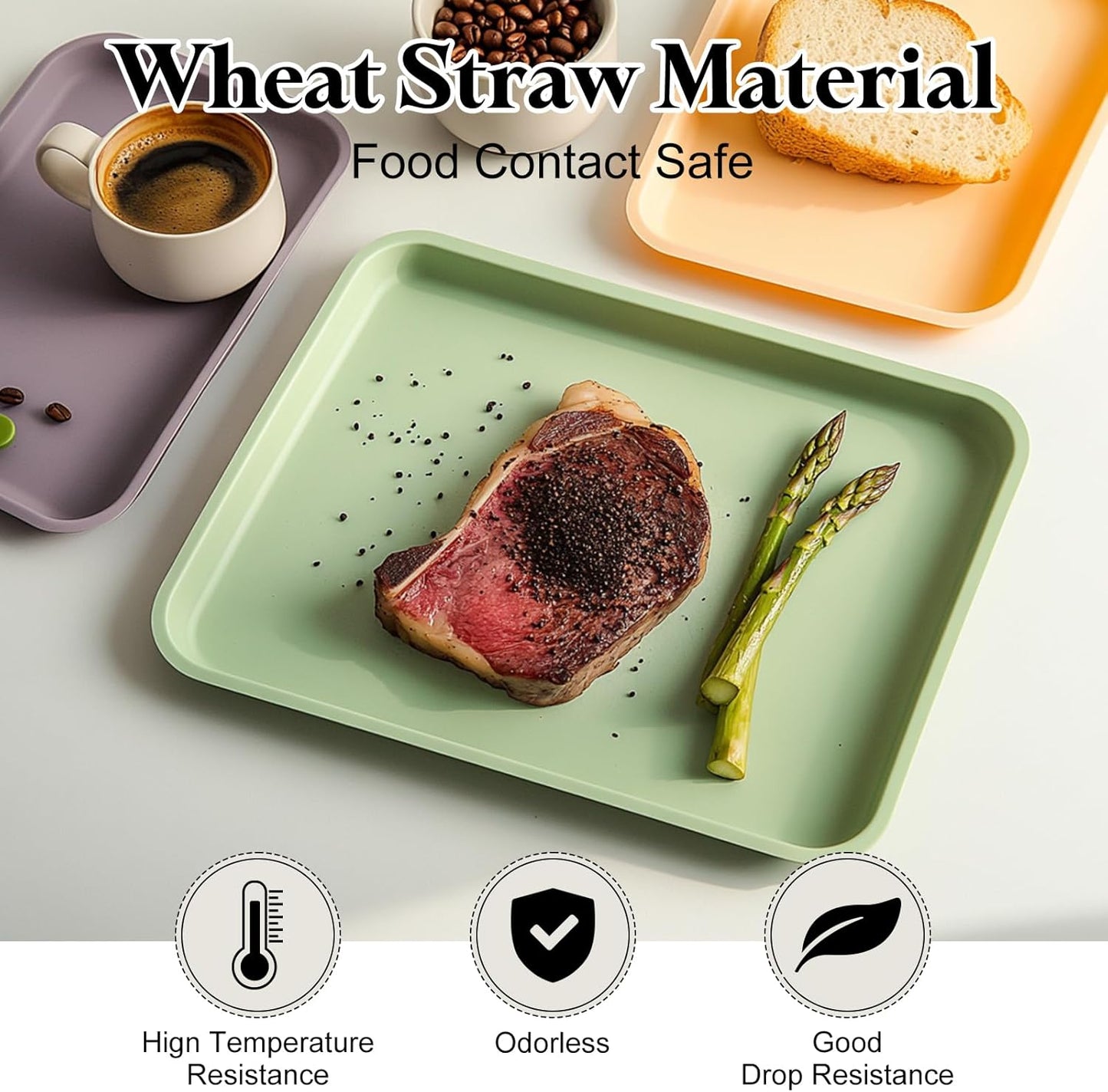 uxcell 2Pcs Plastic Serving Trays, 12.2 x 8.7 Inch Rectangle Food Trays Serving Cafeteria for Kitchen Restaurant Coffee Fruit Burger Lunch Dessert, Red