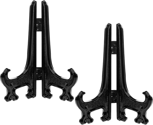 5 Inch Black Acrylic Book Stand 2pcs Dark Display Easel for Cookbooks Office Name Plates Photo Frames Shelf Decor Minimalist Home Kitchen Holder