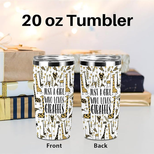 Giraffe Gifts Tumbler, Giraffe Decor 20 oz Stainless Steel Coffee Mug，Travel Cup，Insulated Cup with Lid for Car, Perfect Gifts for Women Friend Animal Lover Girl Christmas Birthday