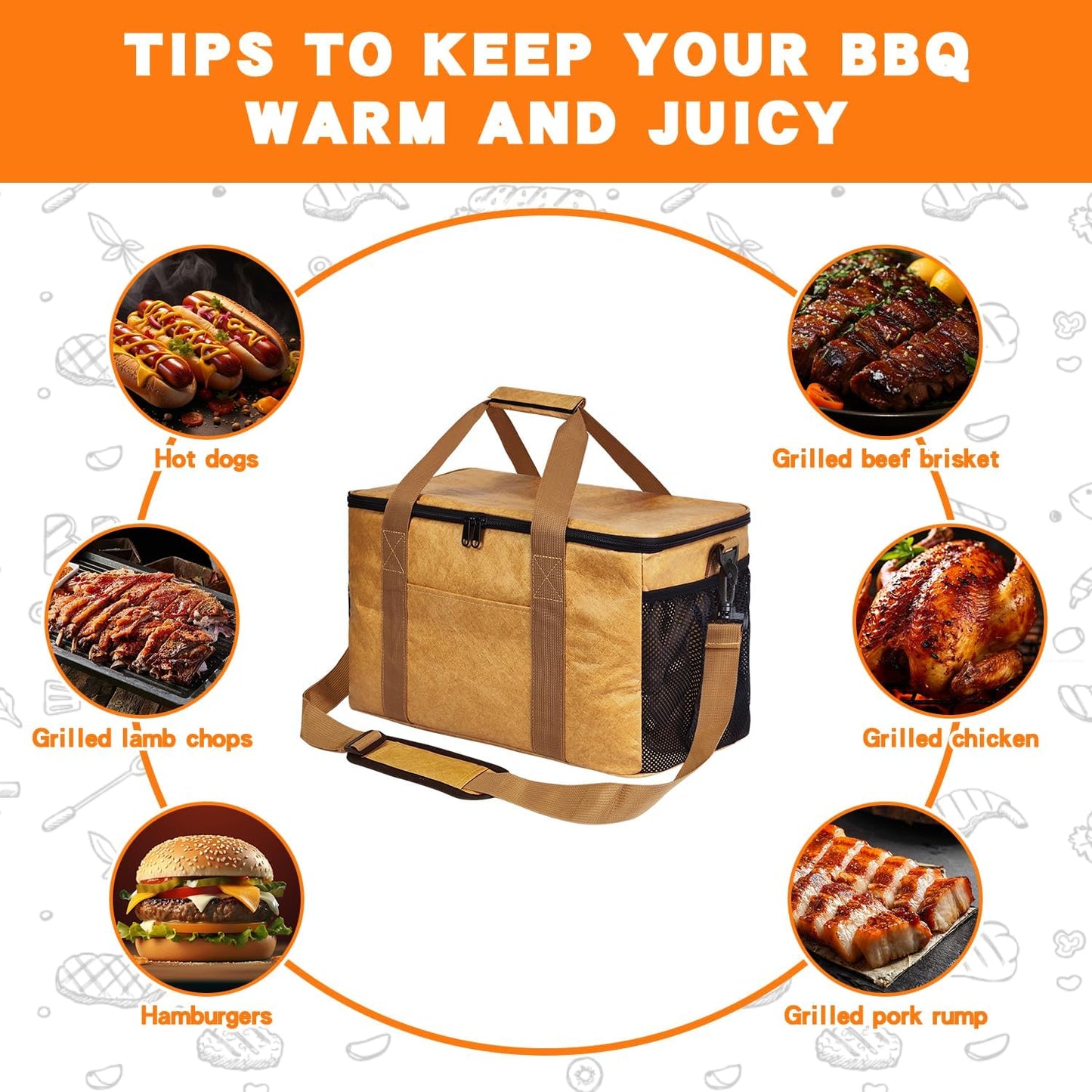 Grekos BBQ Blanket,180° Full Opening Insulated Meat Resting Bag for Brisket,Pork Shoulders,Steaks & Turkeys|Heavy-Duty Smoker Blanket with Wide Mouth Design for Moisture Retention and Tender BBQ