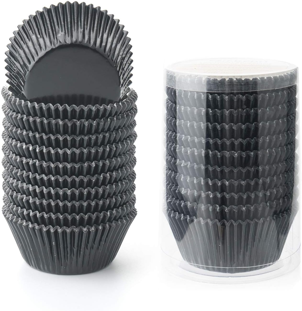 Gifbera Standard Black Foil Cupcake Liners Muffin Wrappers, 200-Count