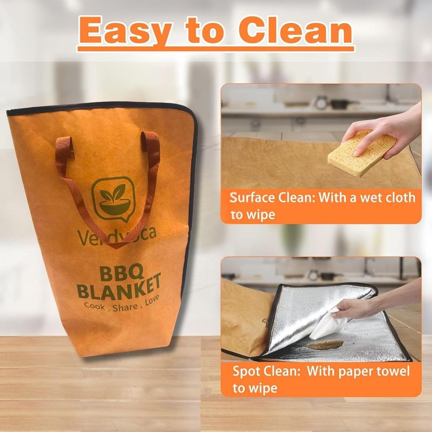 BBQ Blanket for Resting Brisket 21”×16”, Breathable Insulated Meat Wrap for Competition & Camping, Reusable Barbecue Pork Butt Holder, Portable Smoking Accessory, Updated Pro Tyvek Brown