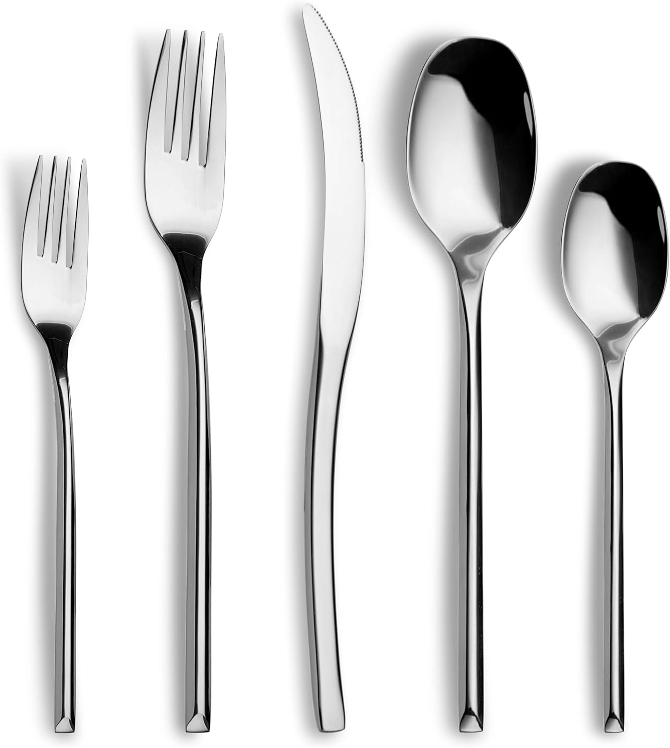 Lemeya 40-Piece Silverware Set for 8,Modern 18/10 Stainless Steel Flatware Set,Luxury Cutlery Set,Unique Utensils Set for Restaurant,Spoons and Forks Set,Mirror Polished,Dishwasher Safe