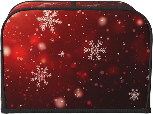 Toaster Cover 4 Slice Red Christmas Snowflake Xmas Glitter Kitchen Small Appliance Covers with Pockets Dust and Fingerprint Protection