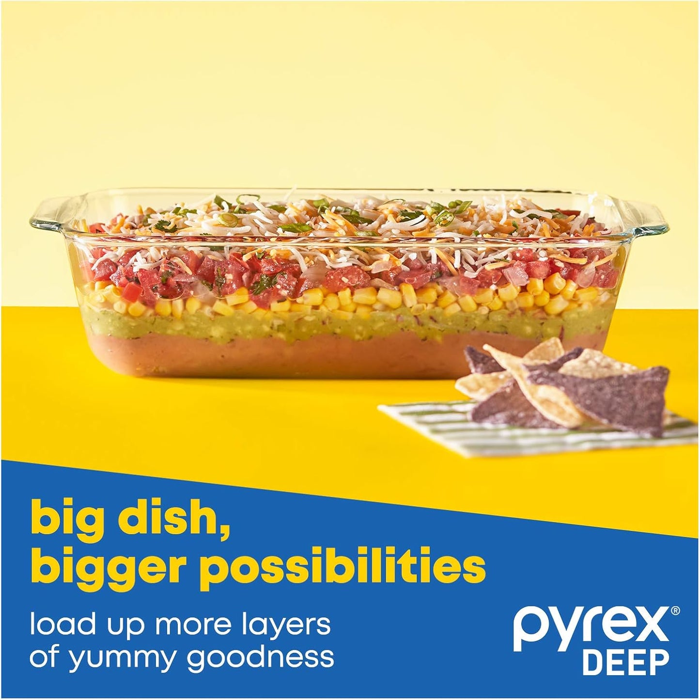 Pyrex Deep 3-Pack Glass Baking Dish Set (9"x13", 7"x11", 8"x8") With BPA-Free Lids, Rectangular Glass Bakeware, Dishwasher, Microwave, Freezer & Pre-Heated Oven Safe
