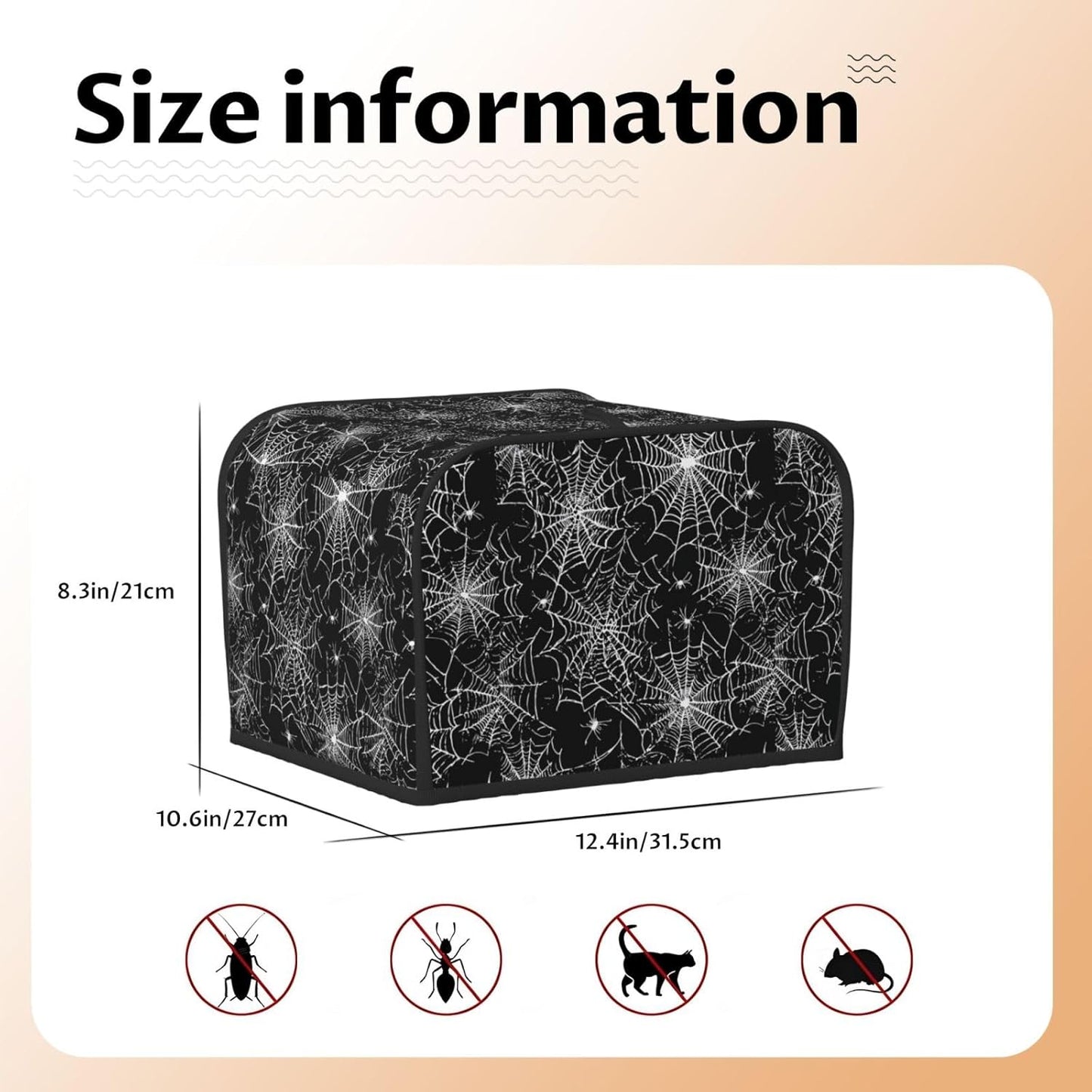 Toaster Cover 4 Slice Halloween Spider Web Pattern Kitchen Small Appliance Covers with Pockets Dust and Fingerprint Protection