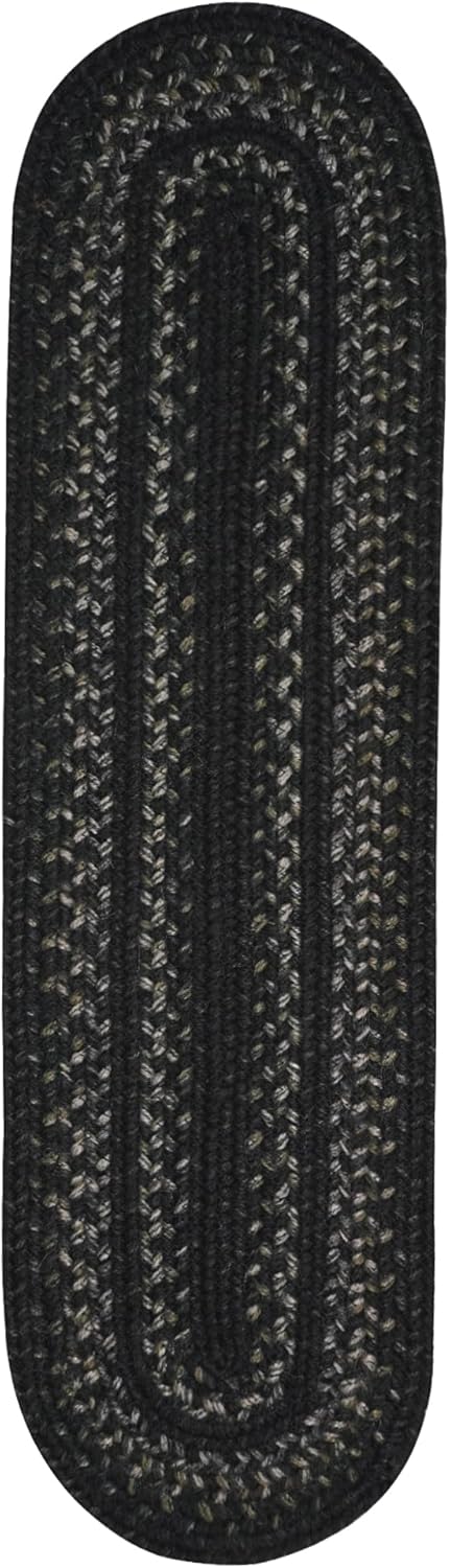 Homespice Jet Black Jute Braided Table Runner, Warm Primitive Decor, Set of 2, Oval 8x28 - Rich Colors, Easy to Clean, Durable and Protects Furniture
