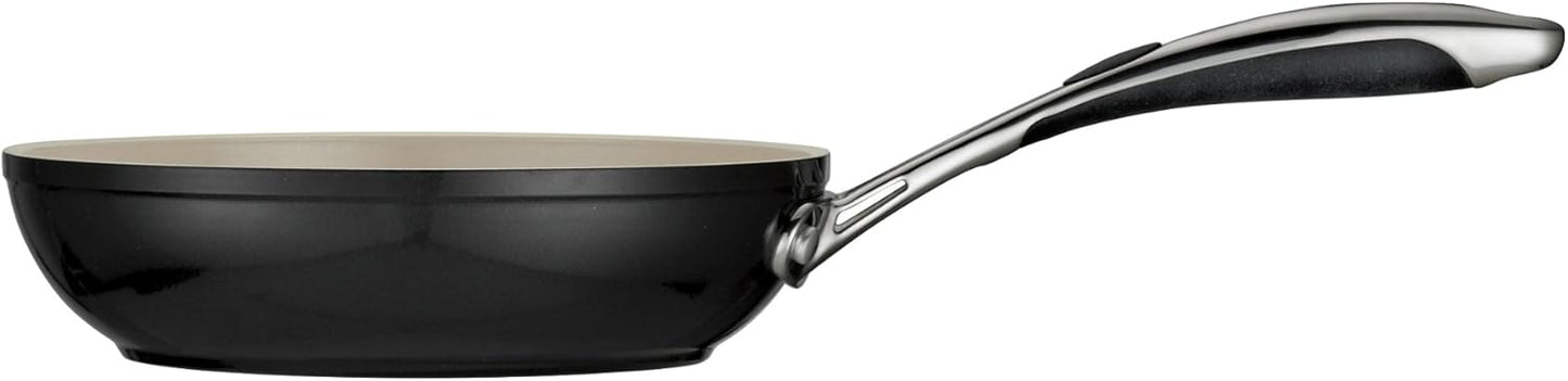 Tramontina Gourmet Ceramica Deluxe Aluminum Frying Pan, Non Stick Skillet with Ceramic Interior, 8-inch, Metallic Black, Made in Italy