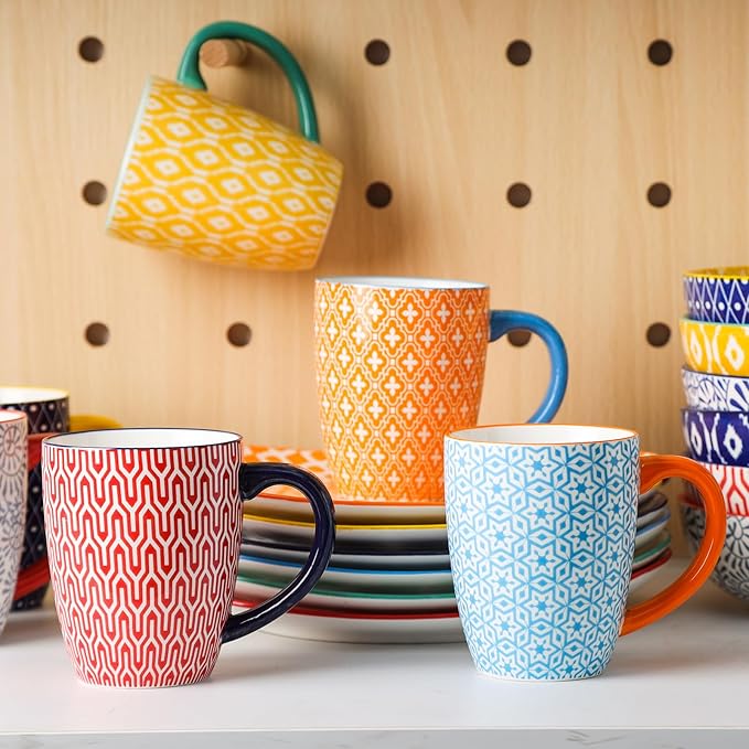 Selamica 30-Pieces Ceramic Dinnerware Sets for 6, Scratch Resistant Plates and Bowls Sets, Microwave and Dishwasher Safe, Assorted Colors A