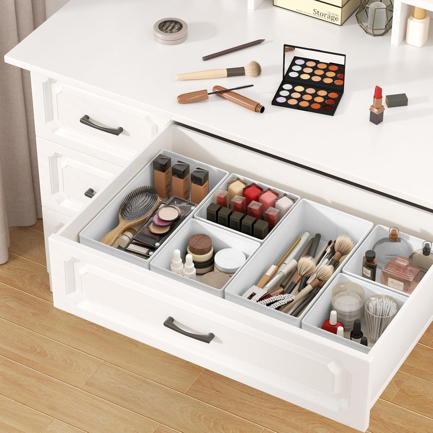 DIMJ Drawer Organizer Clothes Storage - 24 Pack Baby Dresser Organizer for Nursery, Small Fabric Closet Drawer Organizer Bins for Underwears Socks, Foldable Storage Dividers Organization for Bedroom