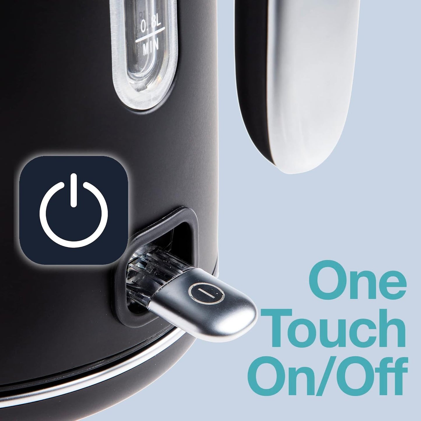 Rae Dunn Electric Hot Water Kettle - Stainless Steel Coffee Maker, Tea Kettle, Swivel Base, With Automatic Shut Off Boil-Dry Protection, Easy Pour Pitcher, 1500 Watt Boiling Power, 1.7 Liters, Black