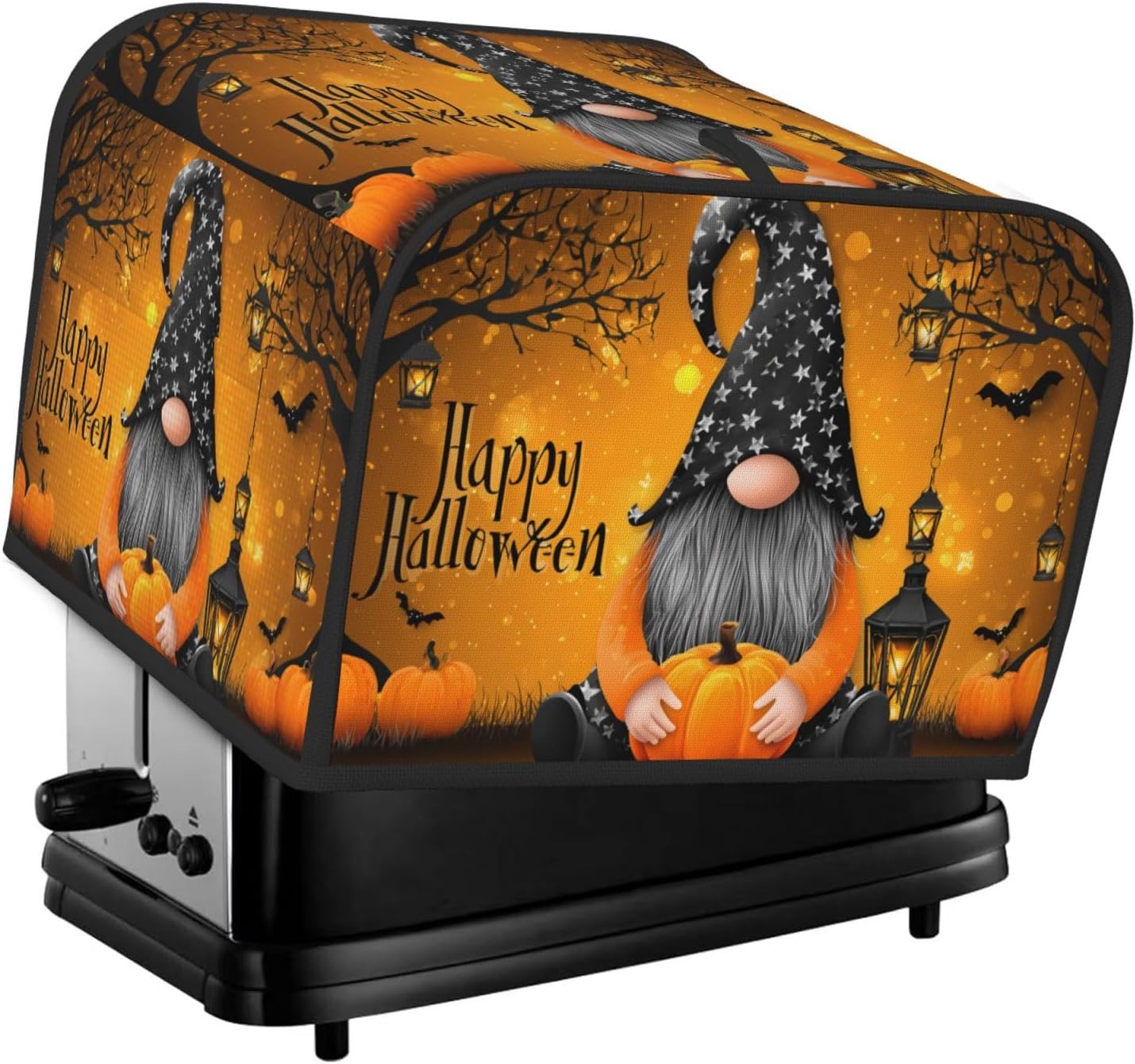 Toaster Cover 4 Slice Pumpkin Gnome Halloween Night Kitchen Small Appliance Covers with Pockets Dust and Fingerprint Protection