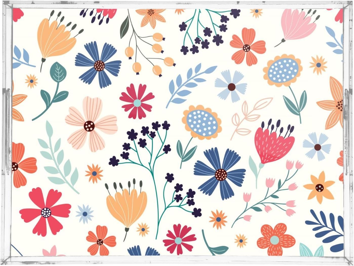 Acrylic Serving Tray with Handles Spill Proof Kitchen Storage Tray Clear Decorative Tray Makeup Drawer Organizer Storage Tray for Bathroom Living Room Ottoman 15.7x11.8Inches