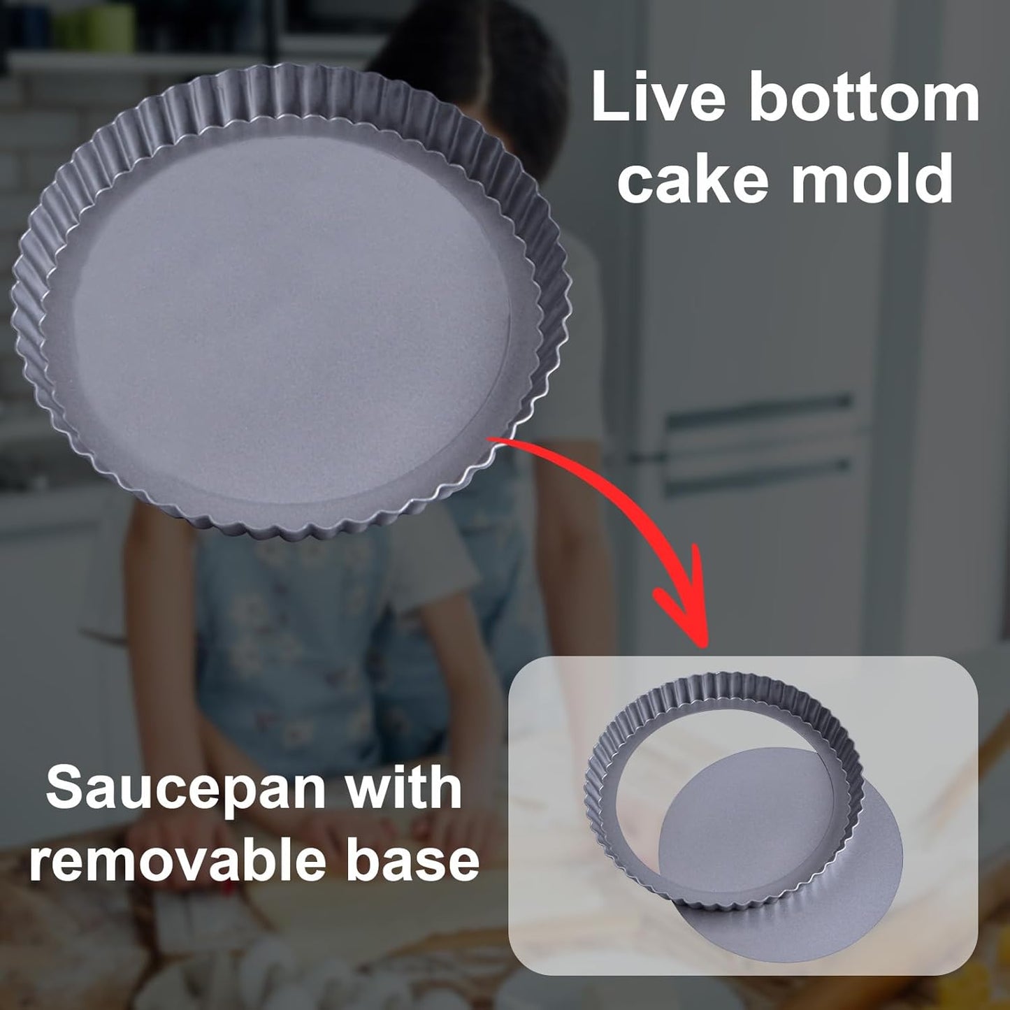 Metal Tart Pan，Tart Pans with Removable Bottoms，Tart Pans for Baking (10 Inch)