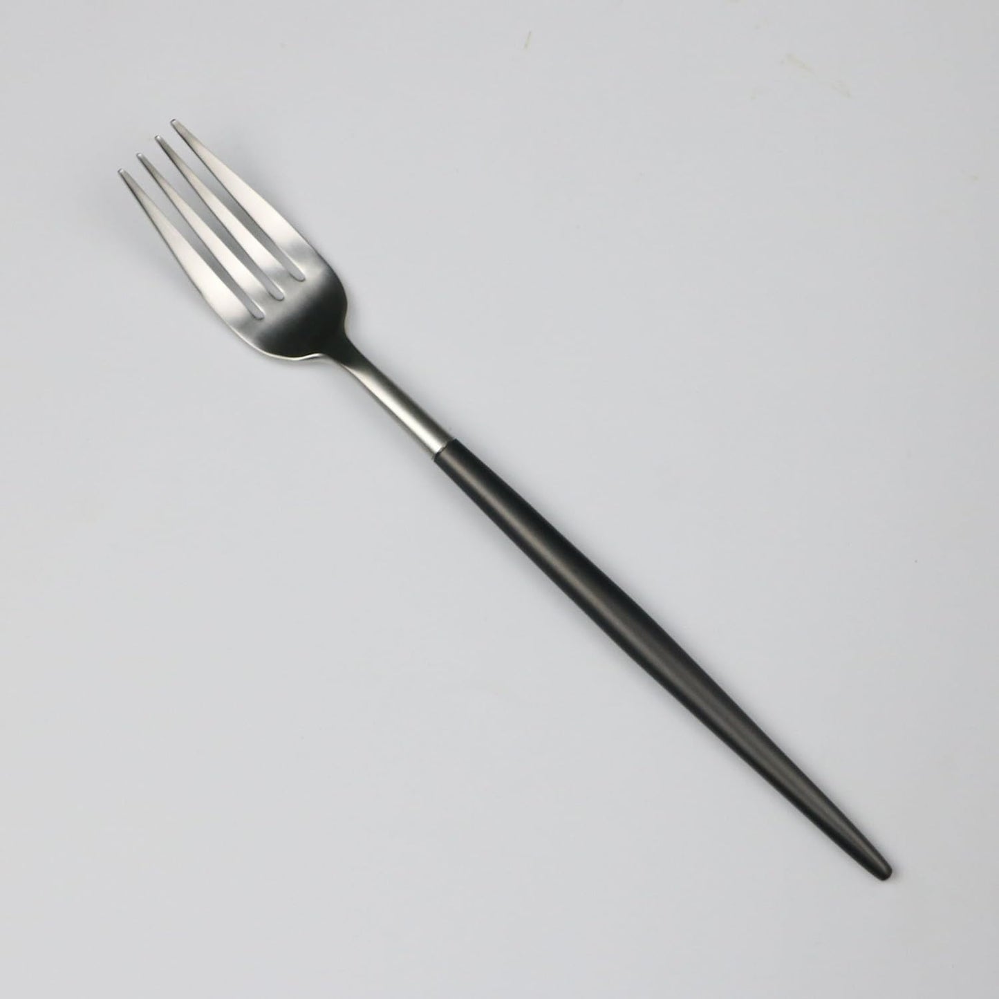 5-Pieces Luxury Black Handle Silver 18/10 Stainless Steel Flatware Set, Matte Finish, Service for 1