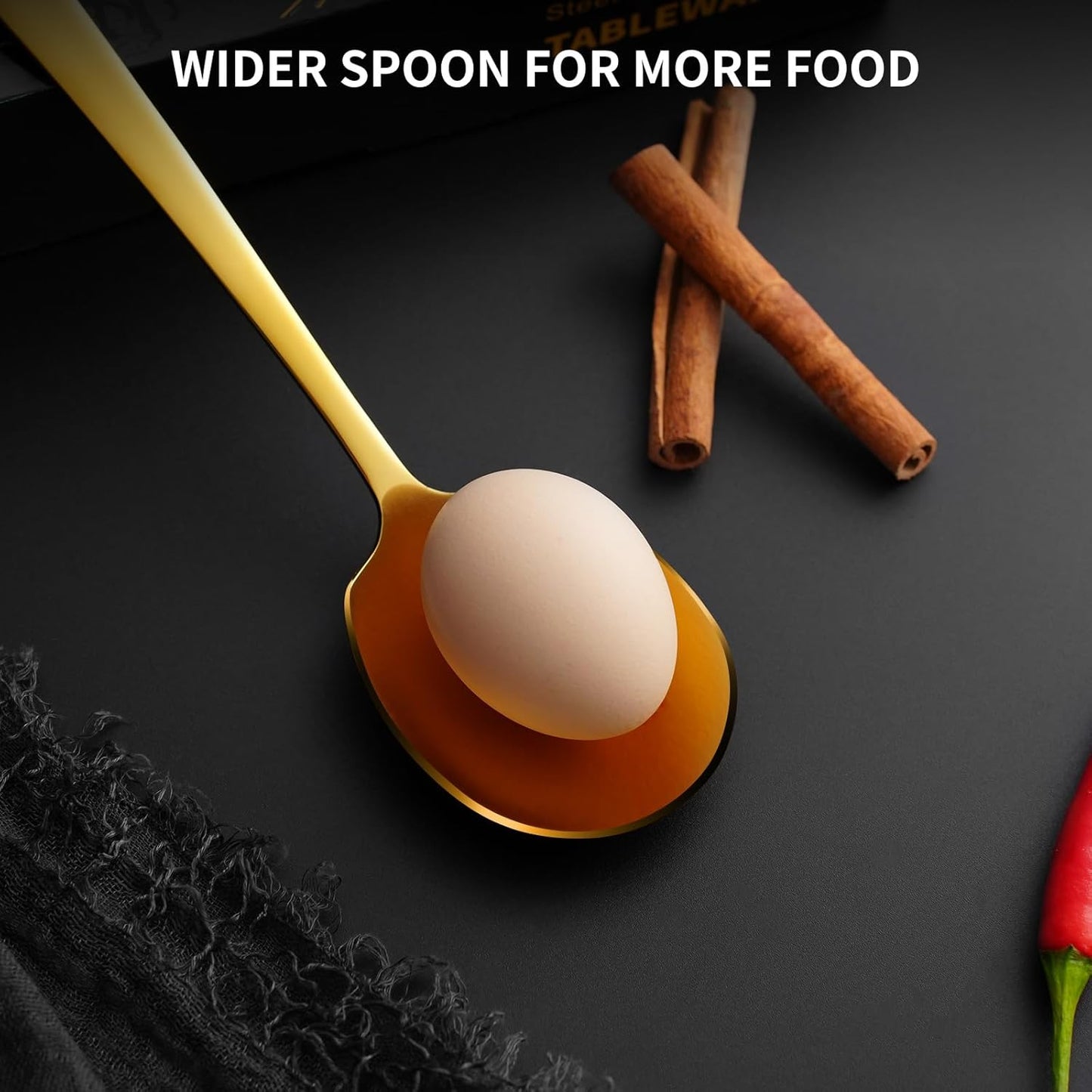 8 Piece Stainless Steel Serving Spoons Set - 4 Large, 4 Slotted, 9.2-Inch, Dishwasher Safe, for Parties/Kitchen/Buffet/Catering,Gold