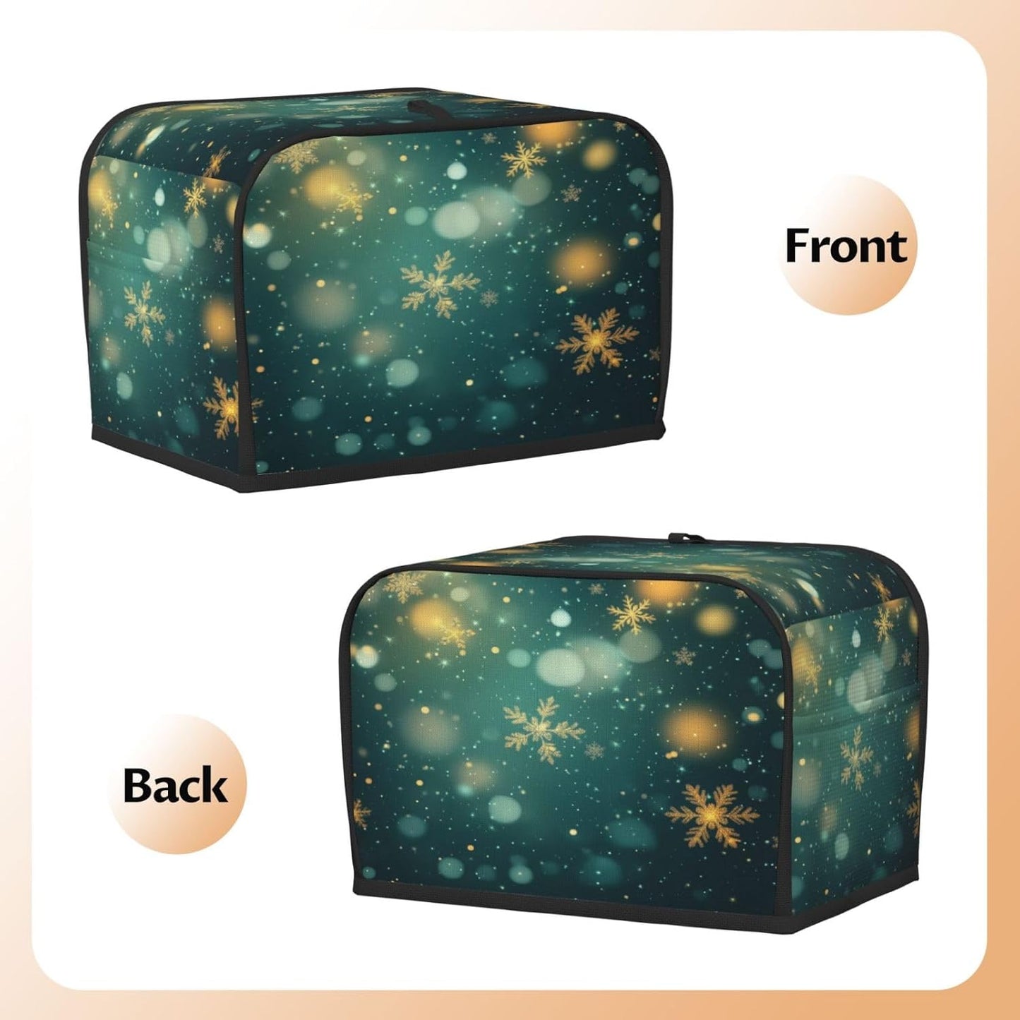 Toaster Cover 2 Slice Snowflake Green Christmas New Year Kitchen Small Appliance Covers with Pockets Dust and Fingerprint Protection