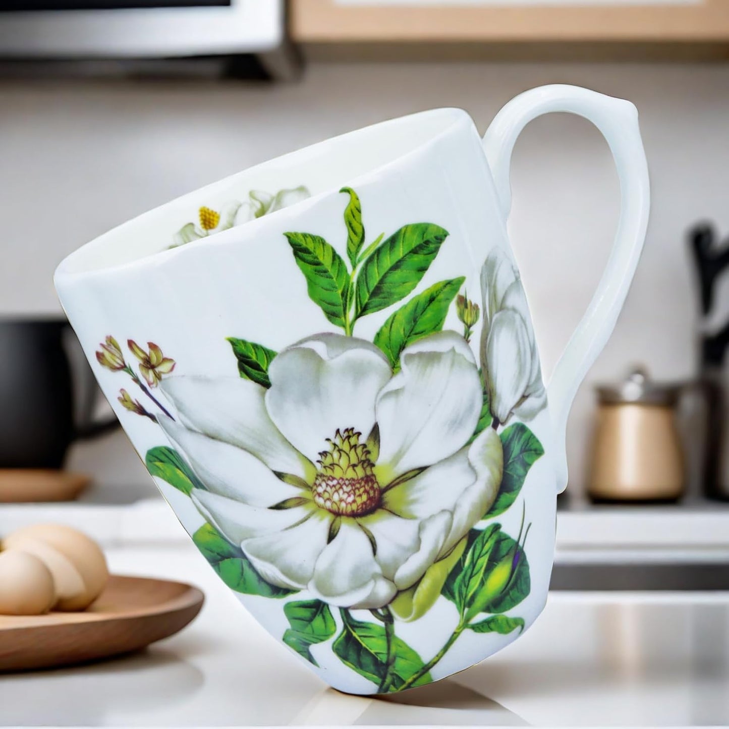 14oz Cute Coffee Mugs for Women Cute Mugs Bone China Floral Coffee Mug Teacups for Mom Women Birthday Gifts Christmas Gifts