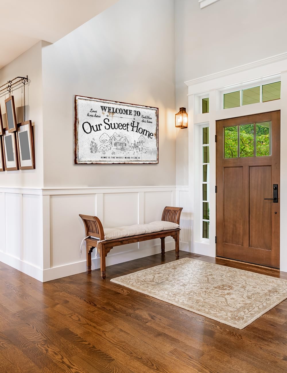 IPIC - Our Sweet Home Vintage Family Sign, Large Farmhouse Style Canvas Wall Art for Home or RV, Rustic Wall Decor for Bedroom, Living Room, Made in USA