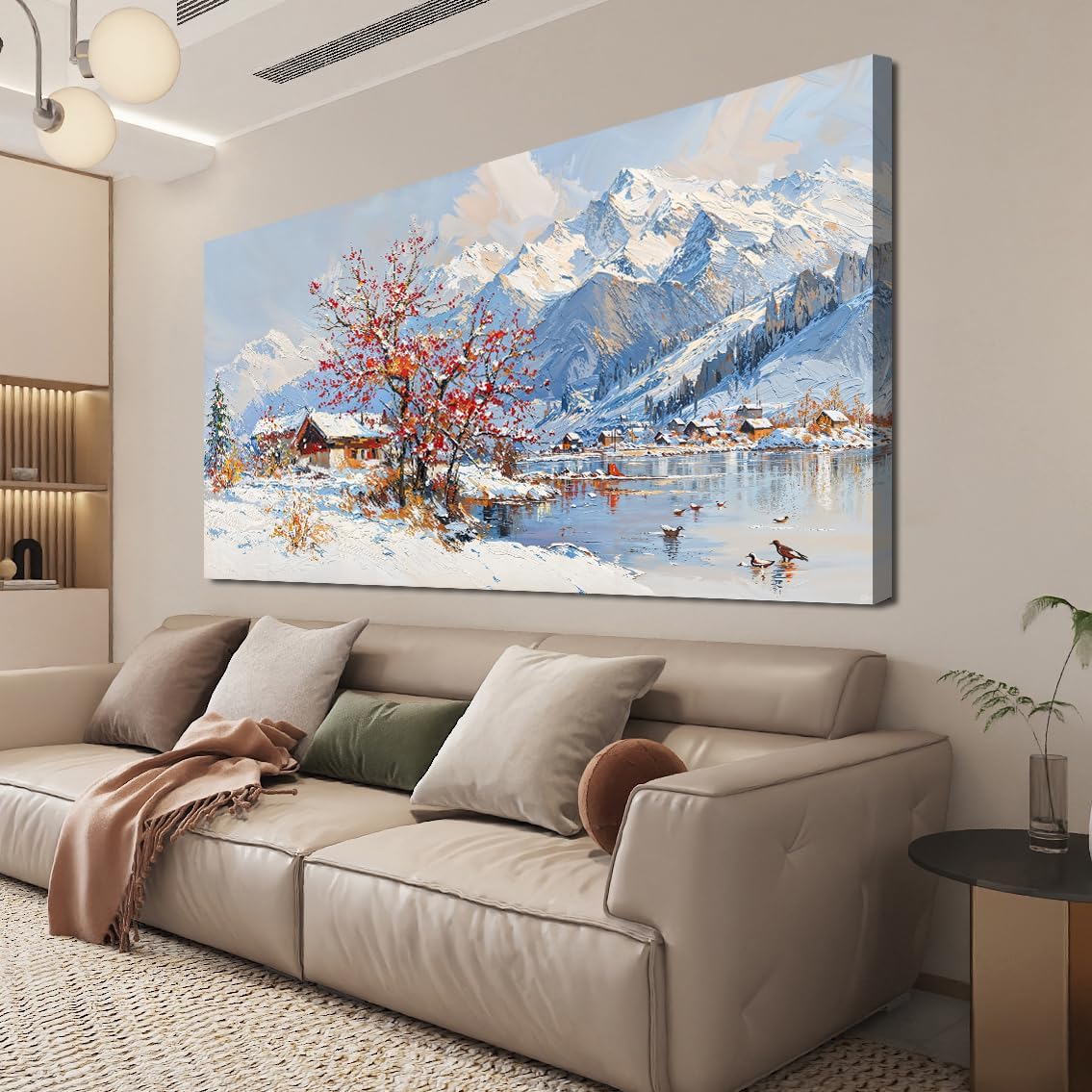 Canvas Wall Art Prints Large Wall Art Pictures for Living Room Landscape Farmhouse Wall Art Decor Canvas Art Wall Decor Red Tree Flower Artwork For Walls Bedroom Office Home Wall Decor 24" X 48"