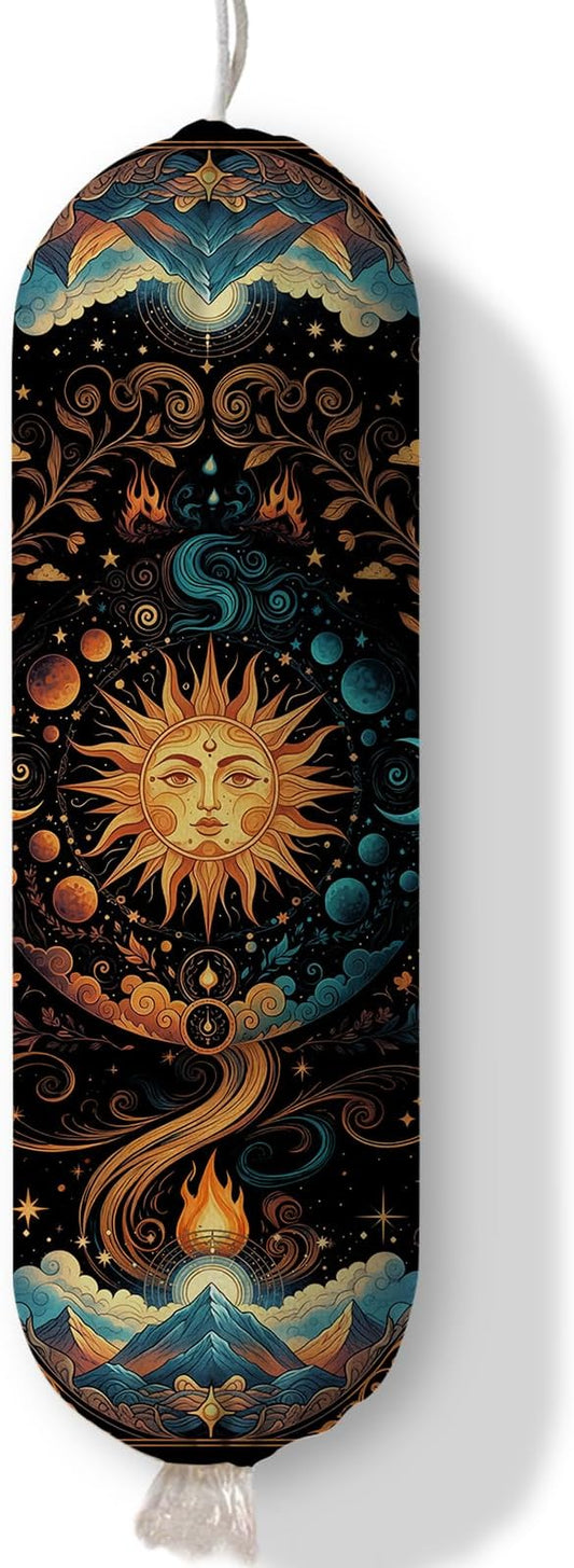 Plastic Bag Holder Dispenser, Plastic Grocery Bag Organizer & Wall Mount Paper Trash Bags Saver Storage for Kitchen Home Pantry Decor, Sun Kitchen Decor