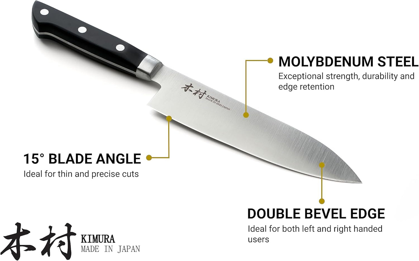 Kimura Santoku Knife, [Made in Japan], 7 inch Professional Chef Knife, Ultra Sharp High Carbon Molybdenum Stainless Steel Kitchen Knives, Chefs Knives with Ergonomic Handle - Japanese Chef's Knife
