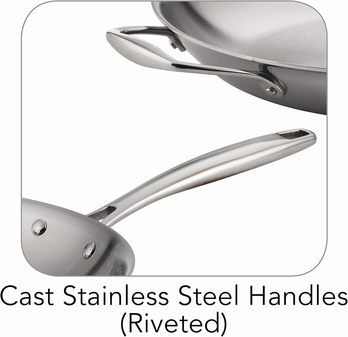 Tramontina Signature Tri-Ply Clad Stainless Steel 12-Inch Large Frying Pan with Helper Handle, Induction-Ready Skillet, Dishwasher-Safe, NSF-Certified, Made in Brazil