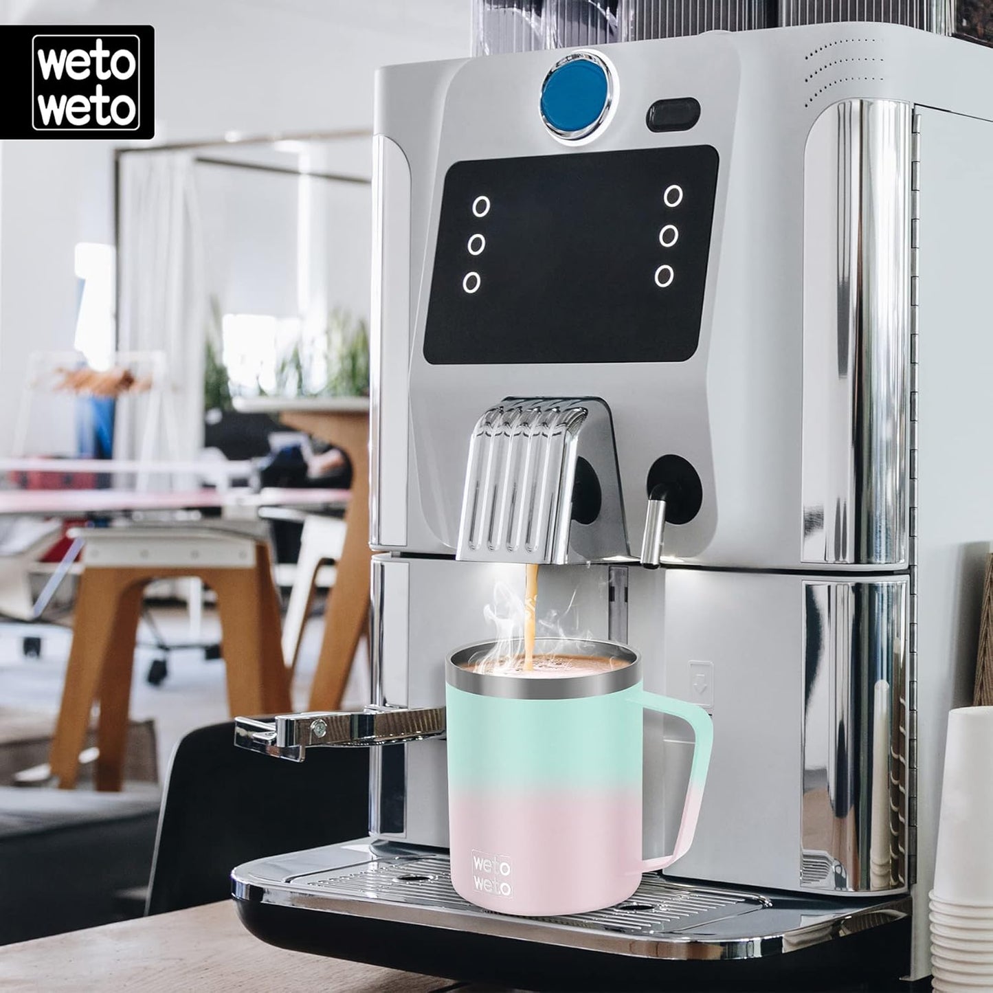 WETOWETO 14 oz Coffee Mug Set, Vacuum Insulated Camping Mug with Lid, Double Wall Stainless Steel Travel Tumbler, Coffee Cup Outdoor, Powder Coated Sweet Taffy