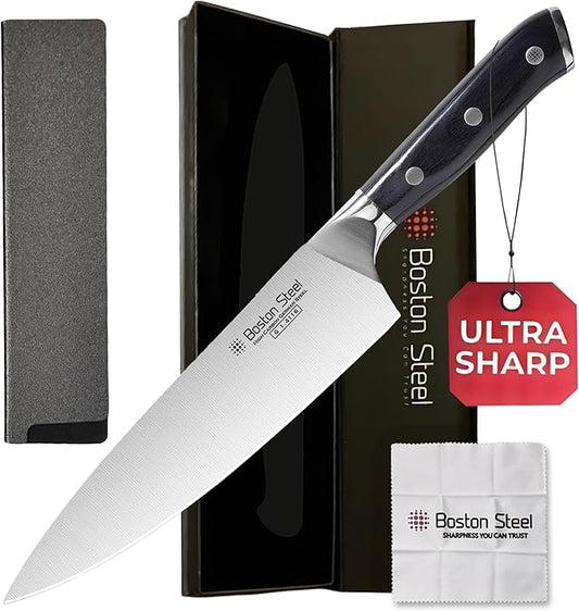 Chef Knife 8 Inch – Ultra Sharp High Carbon Stainless Steel Kitchen Knife, Professional 8” Chef’s Knife with Ergonomic Handle, for Home & Restaurant with Gift Box, Culinary Cooking Knife