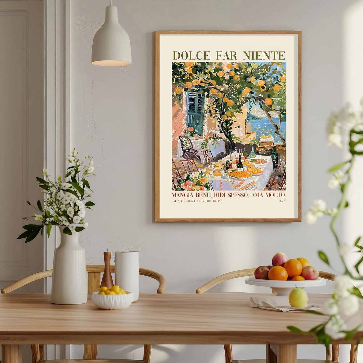 Kitchen Wall Art Painting Restaurant Poster Vintage Italy Canvas Wall Art Bar Cart Picture Trendy Italy Dinner Party Oranges Wall Decor 16x24 Inch UnFramed Canvas for Home Kitchen Living Room Decor