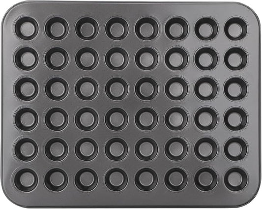 Beasea Mini Muffin Pan 48 Cups Nonstick, 1 Pack 48 Mini Small Tiny Cup Non Stick Muffin Baking Pan Tin Tray Carbon Steel Bakeware Individual Cupcake Baking Pan - Black