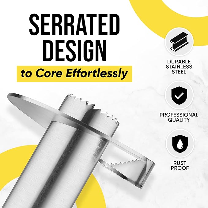 Zulay Kitchen Stainless Steel Pineapple Corer & Slicer + Eye Removal Tool – Heavy Duty Pineapple Cutter with Reinforced Blade – Effortless Pineapple Core Remover & Slicer - Gray