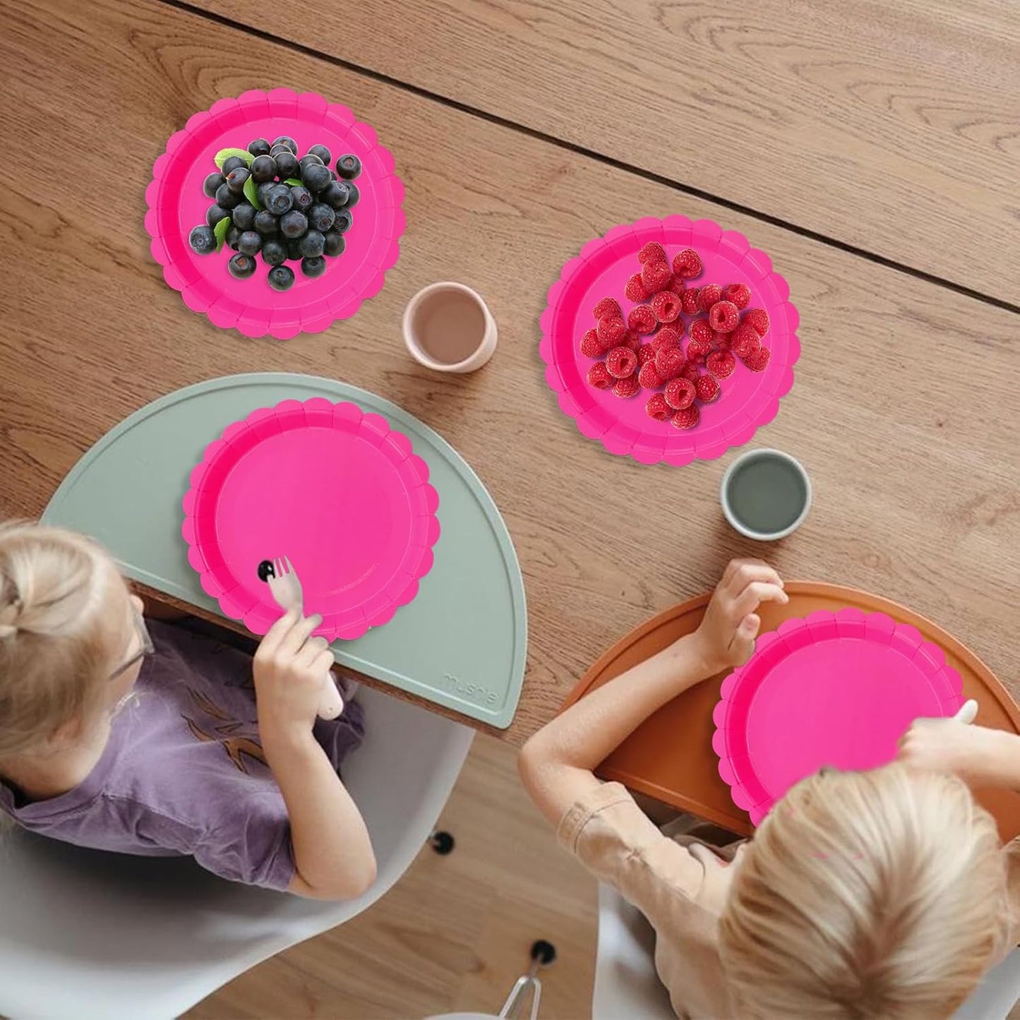 50Pcs Rose Red Paper Plates Hot Pink Party Supplies 9 Inch Disposable Dessert Plates Birthday Party Plates for Tea Party Baby Shower Wedding Graduation Picnic BBQ