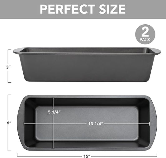 Extra Large Bread Pan, 13" x 5" Long Loaf Pan, Nonstick Baking Pan, Rectangular Loaf Tin, Set of 2