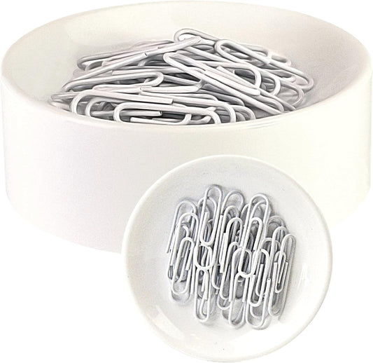 Blue Feather Products, Inc. Clipwell Magnetic Paper Clip Holder - Easy Toss & Pick-Up - Holds Various Metal Parts - Powerful Sweep-Up Magnet - Ideal Locker Accessory & Home & Office Organizer - White