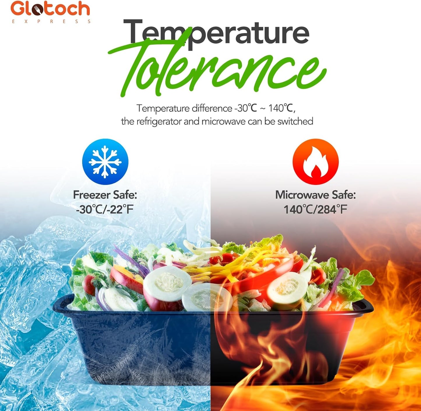 Glotoch 28oz Meal Prep Containers, 10 Pack (20-Piece) Reusable Food Storage Containers with Lids Microwave, Freezer, Dishwasher Safe - Leakproof & BPA Free Durable Plastic Lunch Box To Go Take Out