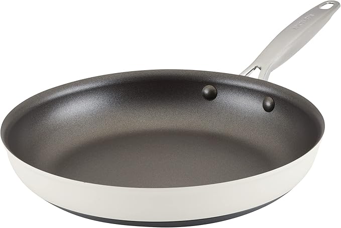 Anolon Achieve Hard Anodized Nonstick Frying Pan/Skillet, 12 Inch, Cream