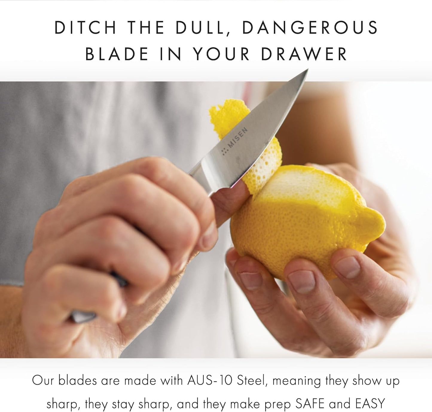 Misen 3.5" Paring Knife – Precision Kitchen Knife - High-Carbon Stainless Steel Blade – Ergonomic Handle for Peeling, Trimming, and Slicing – Lightweight, Versatile Tool for All Culinary Tasks - White