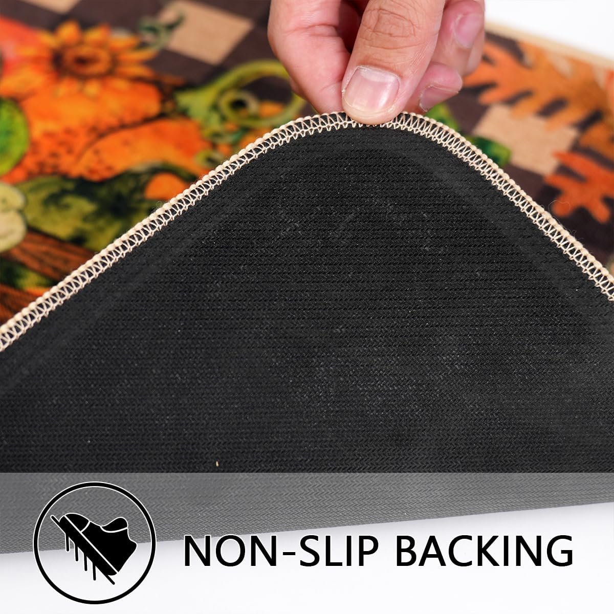 Larponder Fall Pumpkin Gnome Truck Kitchen Mats Set of 2, Non-Slip Absorbent Rug and Door Mats, Home Decor Kitchen Floor Rugs for Autumn Harvest Thanksgiving Holiday - 17x24 and 17x48 Inch