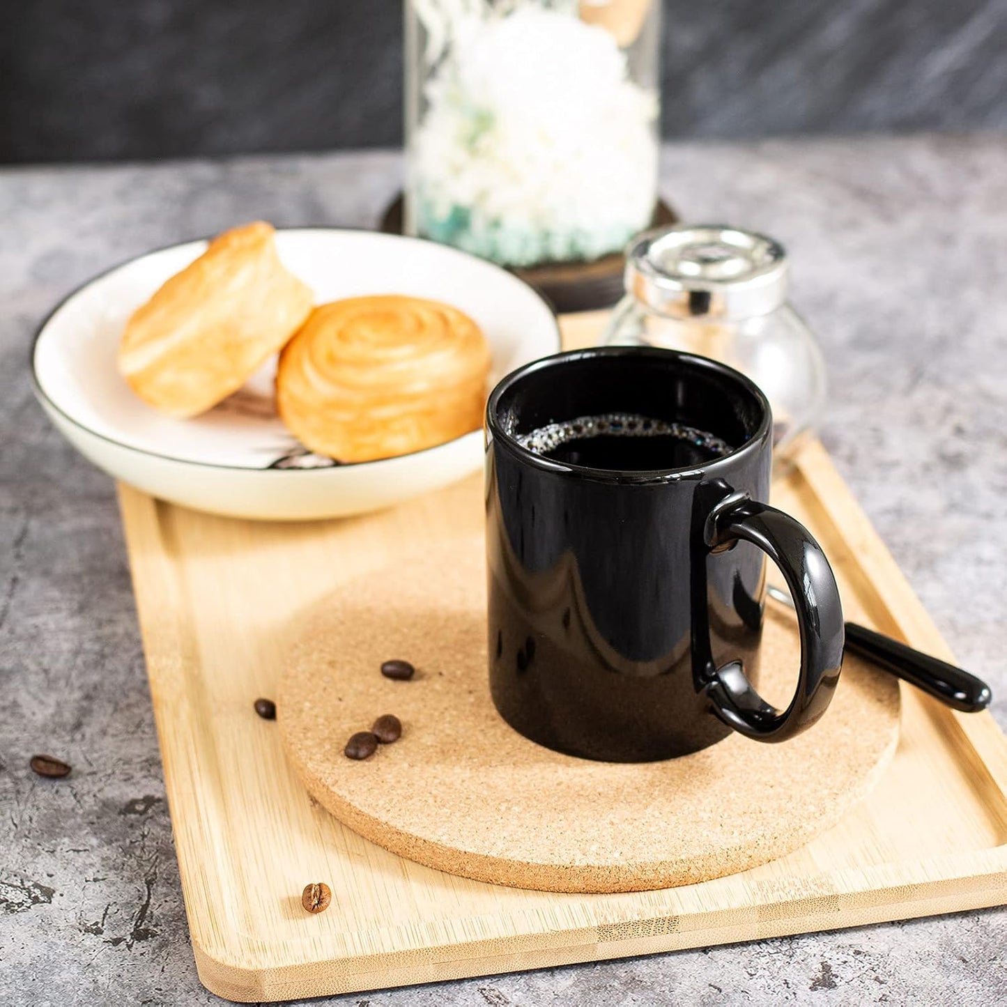 12oz coffee mug set of 6 Coffee Mugs for Coffee, Tea, Cocoa, Milk（black）