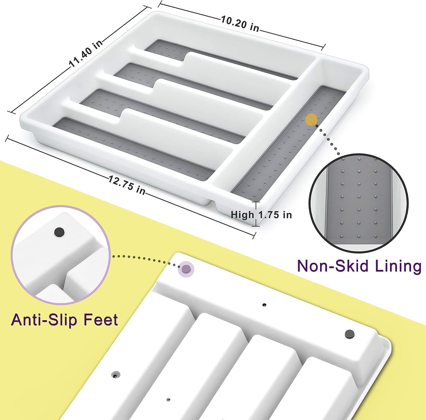 Herogo 20-Piece Matte Black Silverware Set with Drawer Organizer, Stainless Steel Flatware Cutlery Set for 4, Modern Tableware Eating Utensils with Tray, Dishwasher Safe, Satin Finish